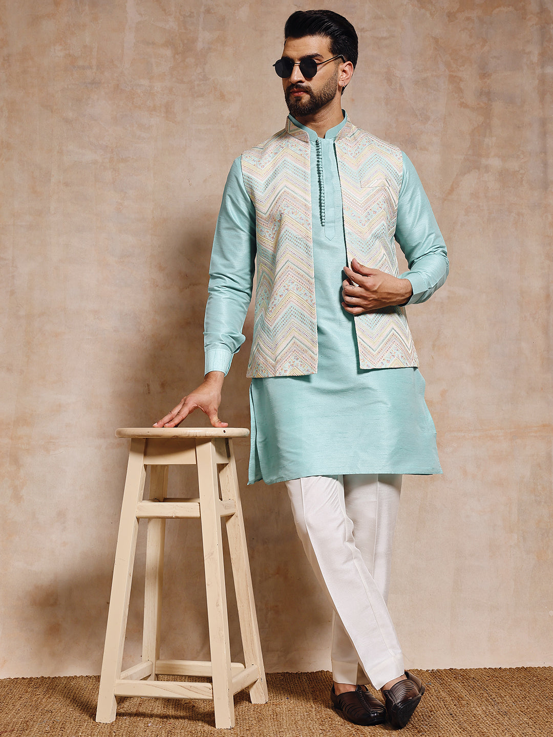 Sea Green Nehru Jacket Set