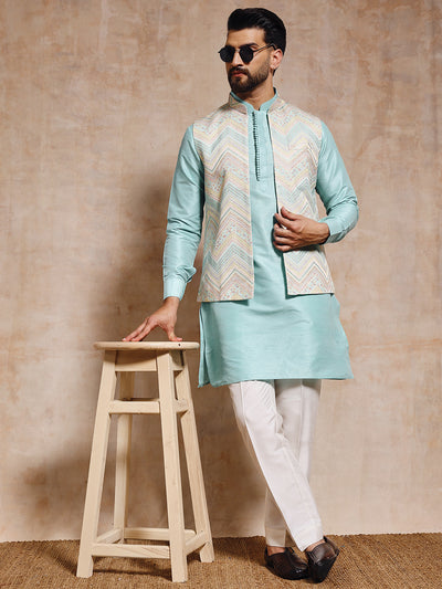 Sea Green Nehru Jacket Set