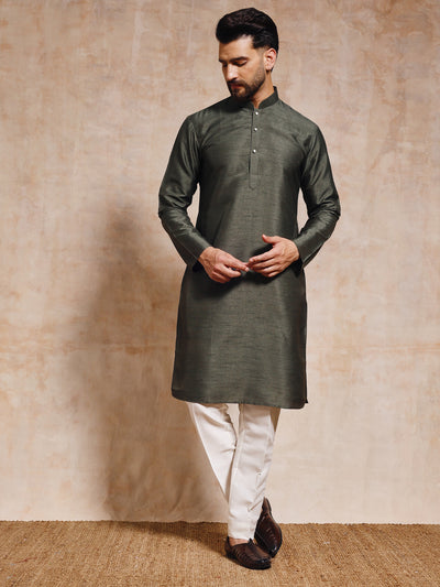 Olive Green Nehru Jacket Set