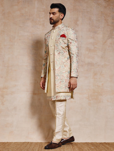 Base Silk Multi Thread Work Indo Western Set