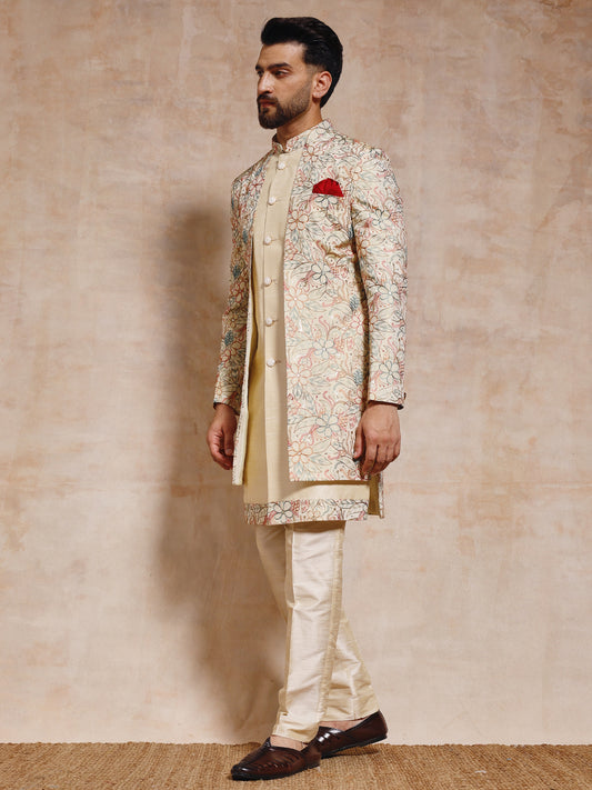 Base Silk Multi Thread Work Indo Western Set