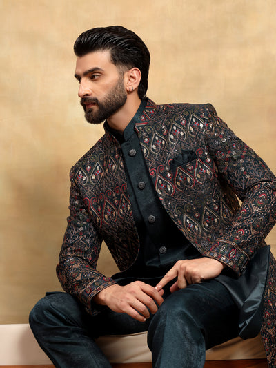 Teal Green Indowestern Set