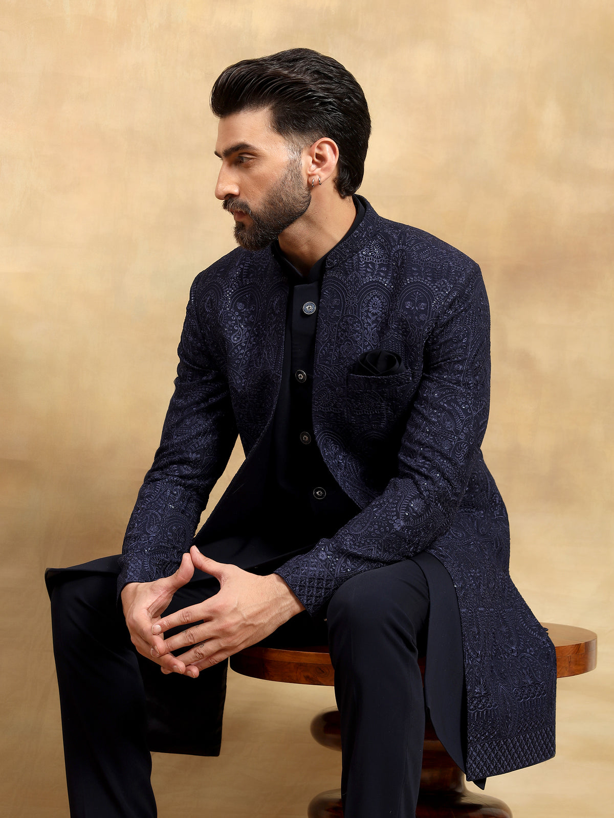 Navy Blue Indo Western Set