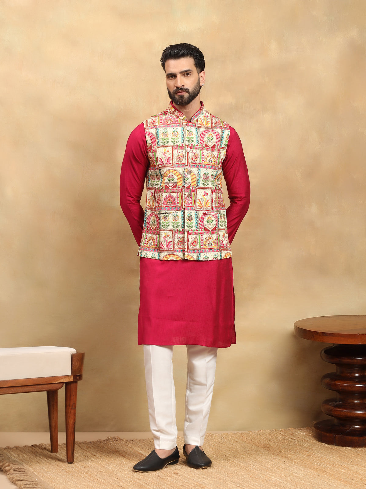 Red with Embroidery Koti Set