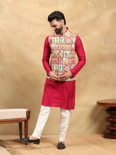 Red with Embroidery Koti Set
