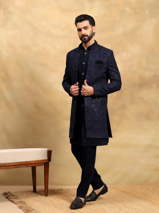 Navy Blue Indo Western Set
