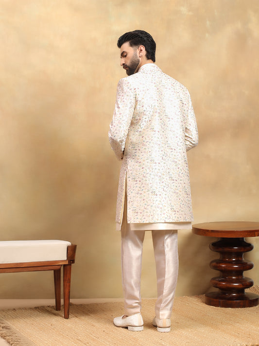 Cream Lucknowi Indo Western Set