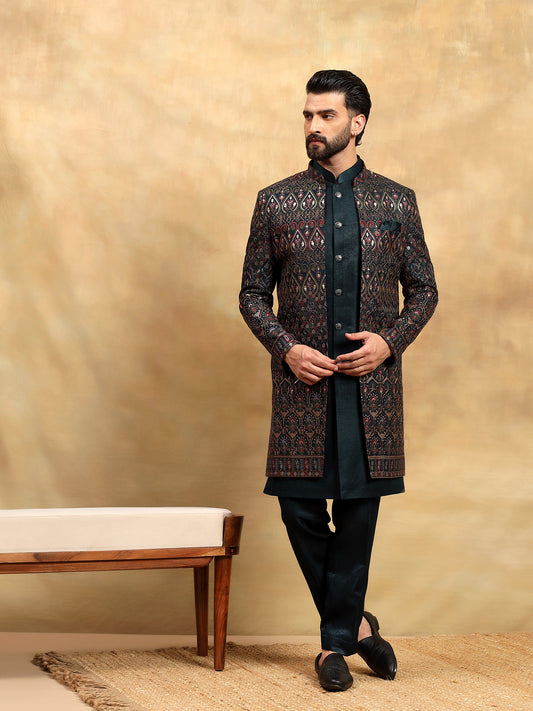 Teal Green Indowestern Set