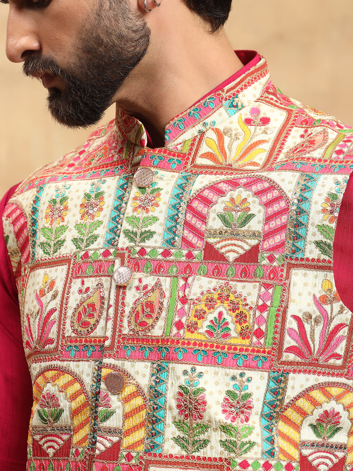 Red with Embroidery Koti Set