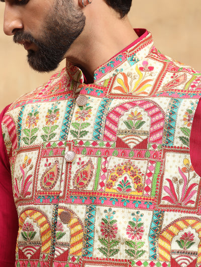 Red with Embroidery Koti Set