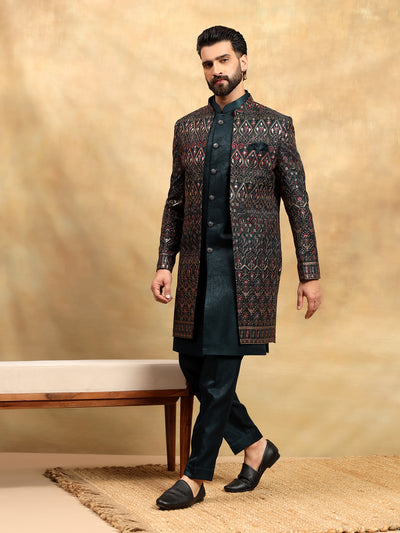 Teal Green Indowestern Set