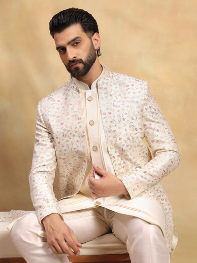 Cream Lucknowi Indo Western Set