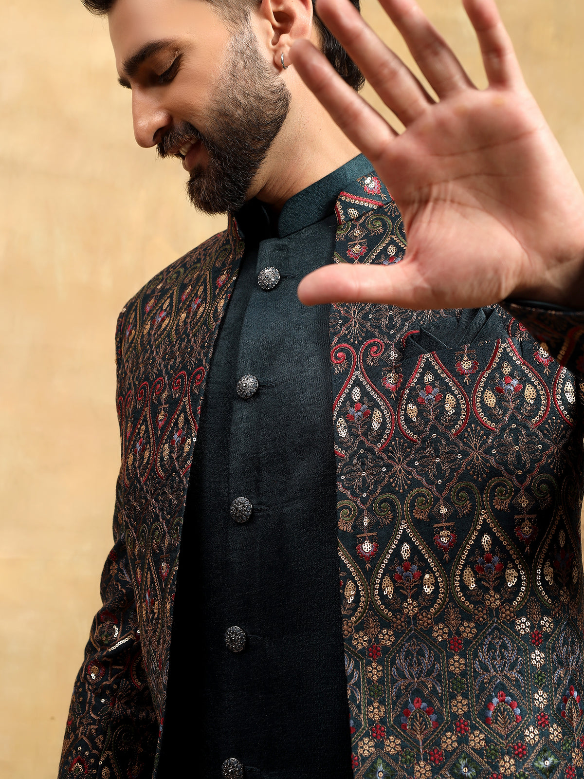 Teal Green Indowestern Set