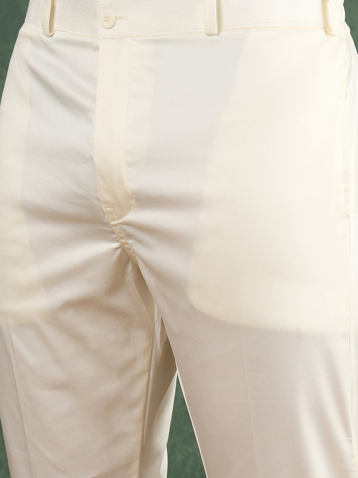 Cream Kurta Trouser Set With Multi Thread Work Haldi/Mehendi Concept