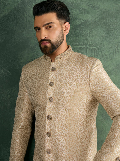 Cream Jaquard Nawabi Set