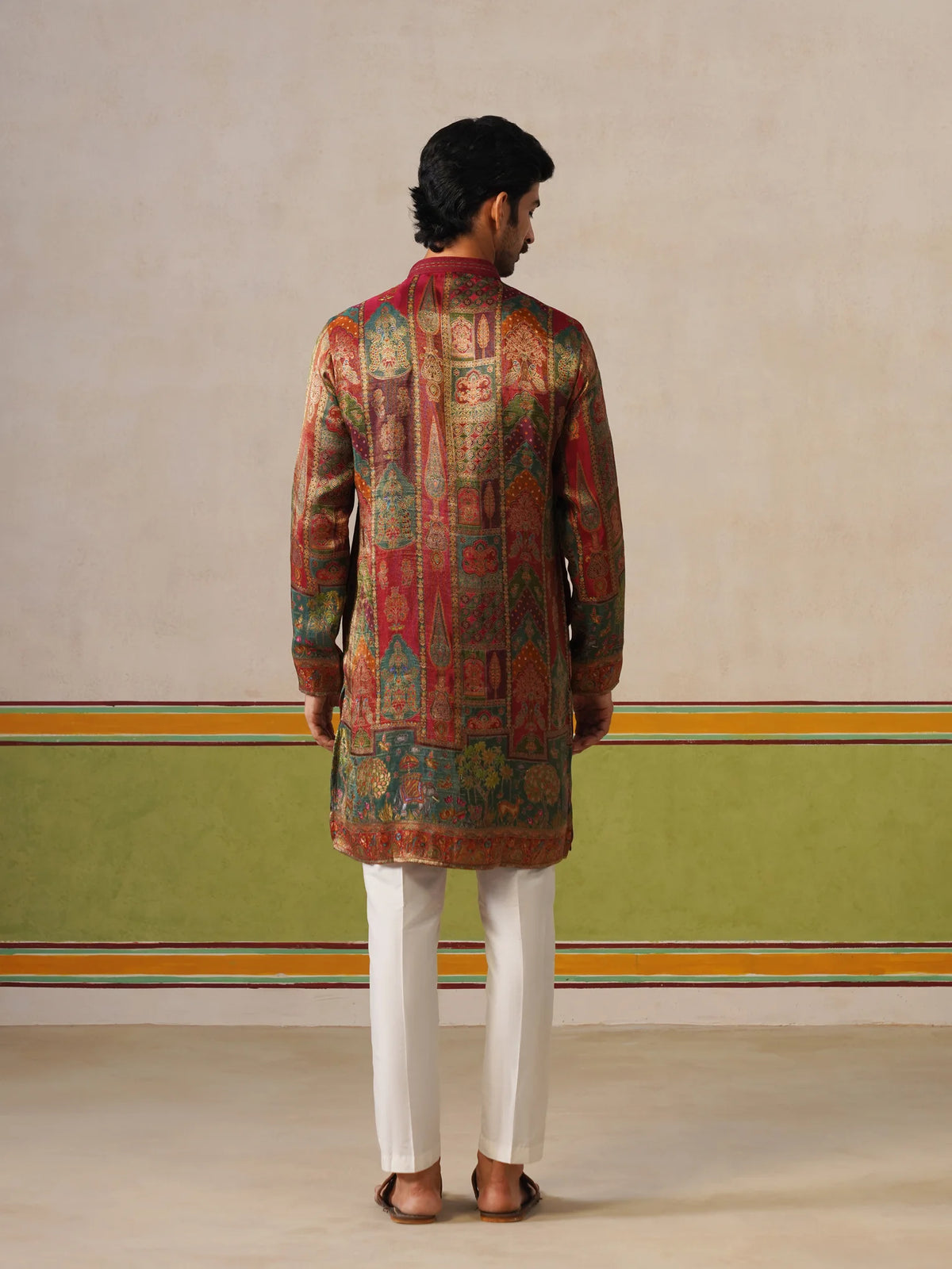 Maroon Jaquard Kurta with Baggy Pant