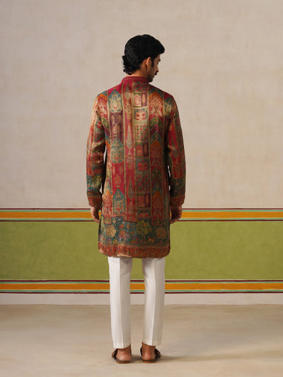 Maroon Jaquard Kurta with Baggy Pant