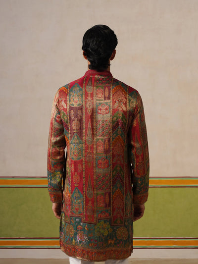 Maroon Jaquard Kurta with Baggy Pant