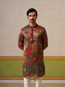 Maroon Jaquard Kurta with Baggy Pant