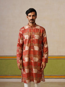 Cream Printed Kurta with Neck Design
