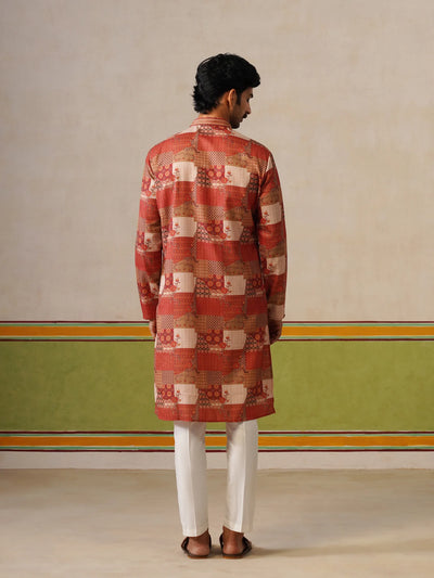 Cream Printed Kurta with Neck Design