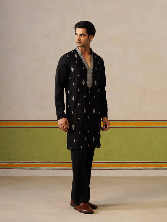 Black Japanese Fabric Kurta with Baggy Pant