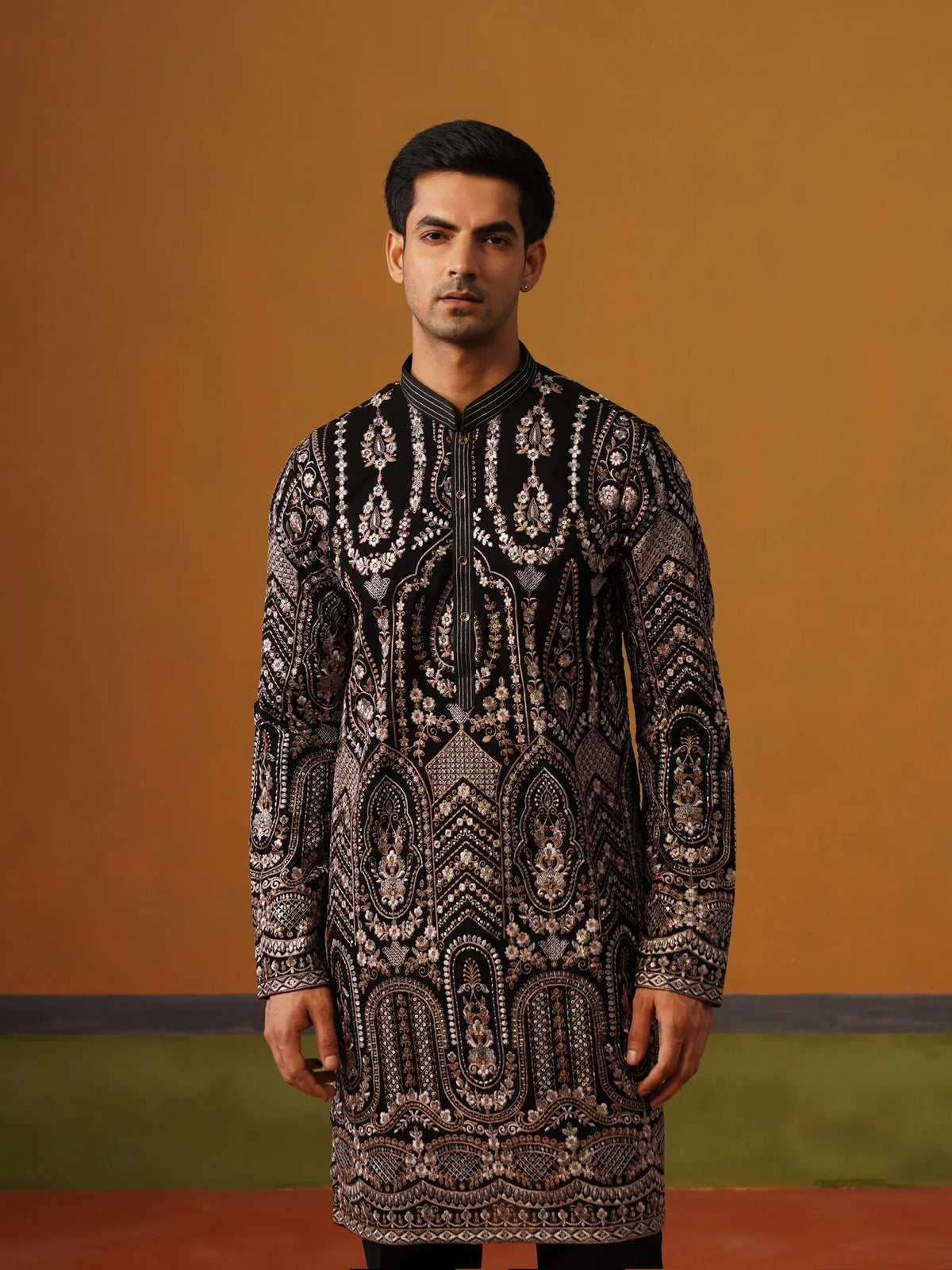 Black Lucknowi Kurta with Baggy Pant