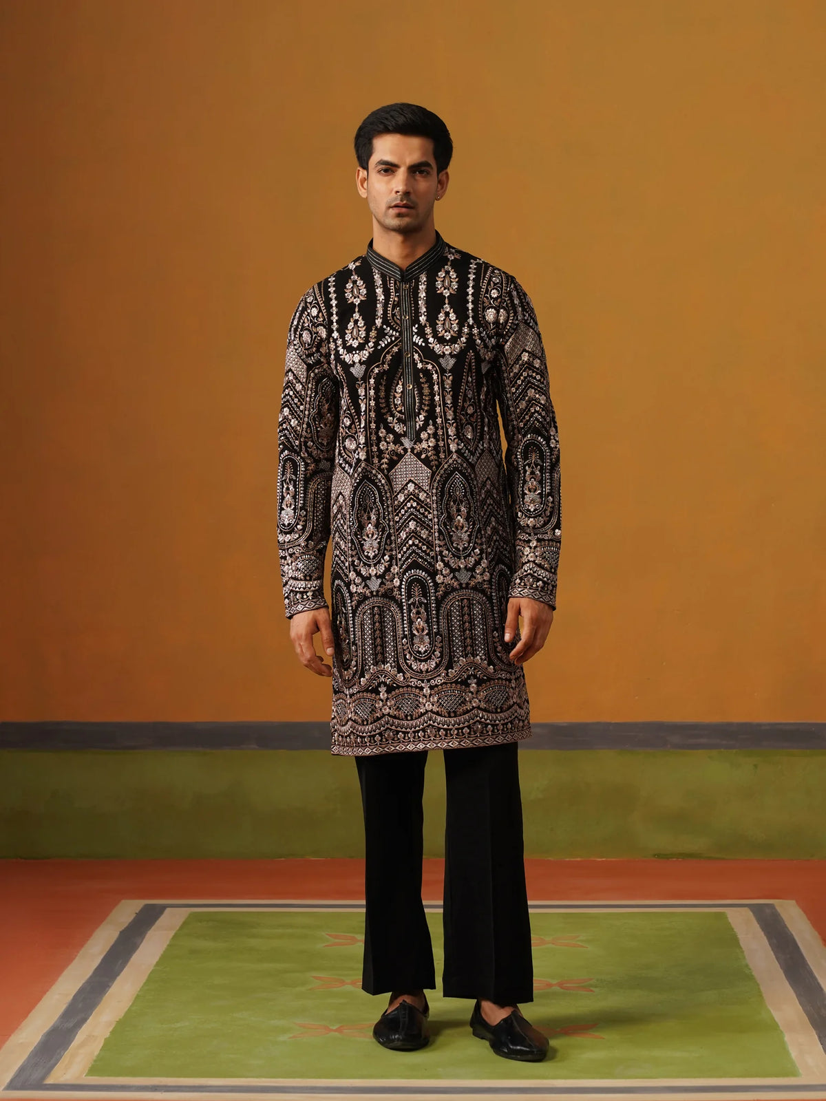 Black Lucknowi Kurta with Baggy Pant