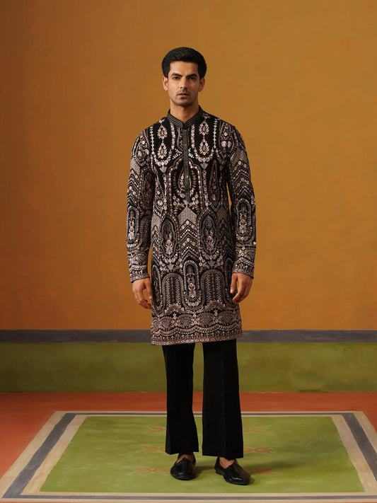 Black Lucknowi Kurta with Baggy Pant