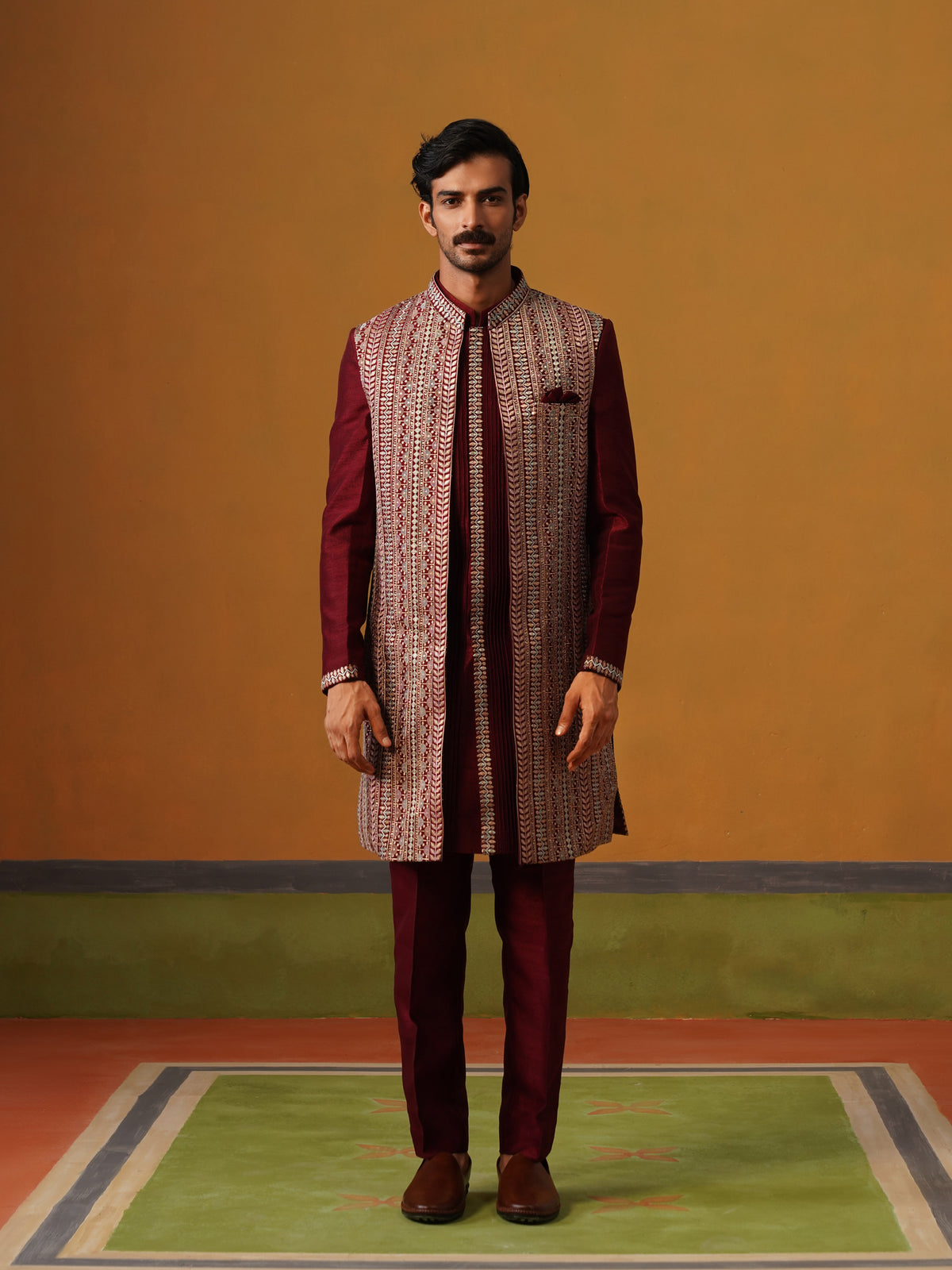 Maroon Indo Western Set