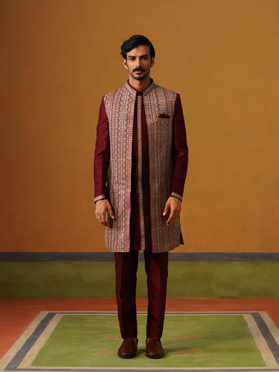Maroon Indo Western Set