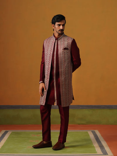 Maroon Indo Western Set