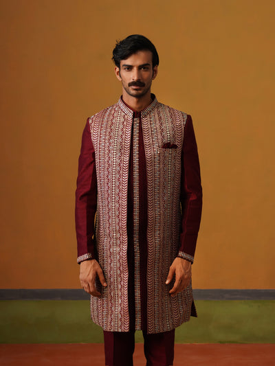 Maroon Indo Western Set