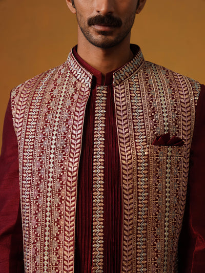 Maroon Indo Western Set