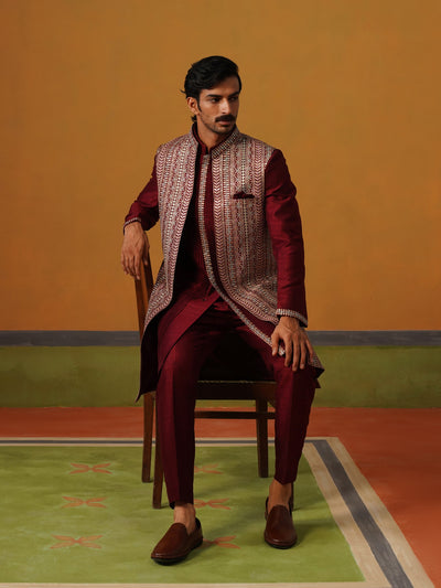 Maroon Indo Western Set