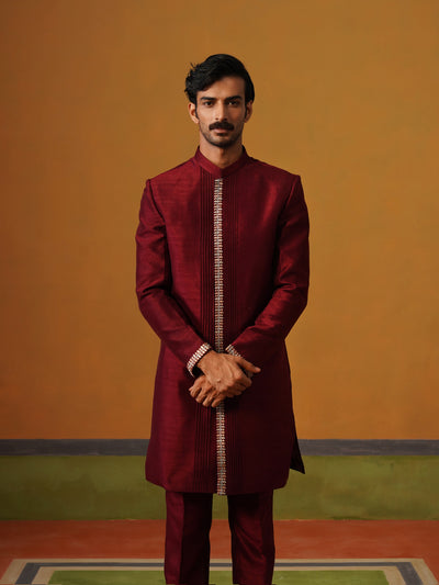 Maroon Indo Western Set