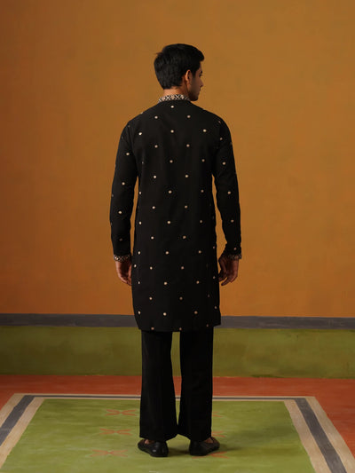 Black Japanese Embroidered Kurta with Baggy Pant