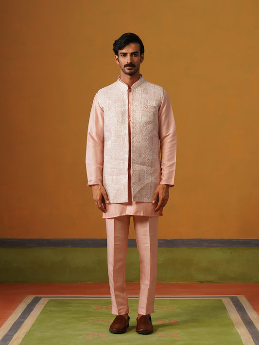 Pink Jaquard Koti Set
