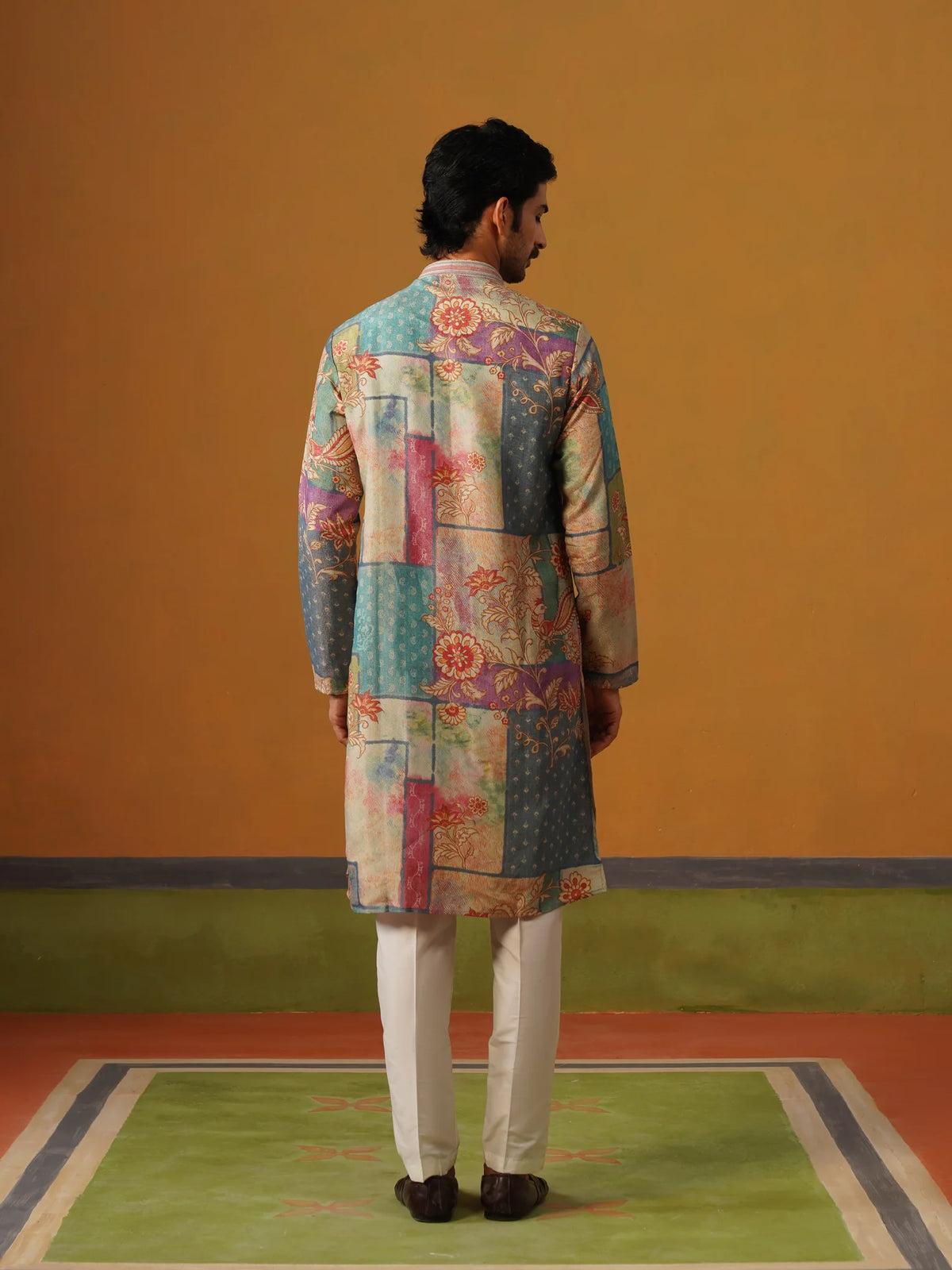 Multi Printed Tissue Silk Kurta Pant Set