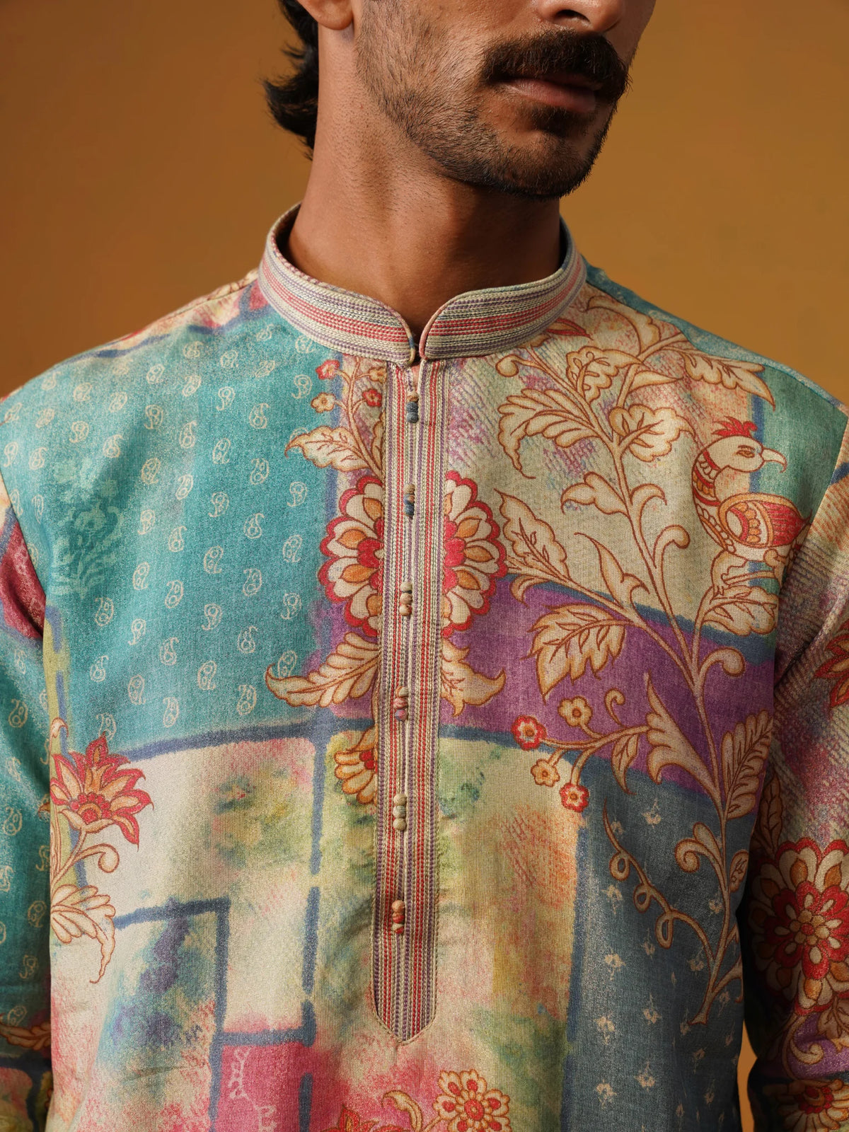 Multi Printed Tissue Silk Kurta Pant Set