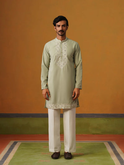 Pista Japanese Kurta with Embroidery and Baggy Pant