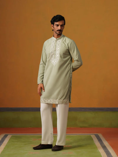 Pista Japanese Kurta with Embroidery and Baggy Pant