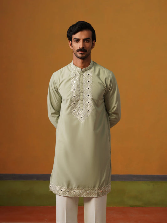 Pista Japanese Kurta with Embroidery and Baggy Pant