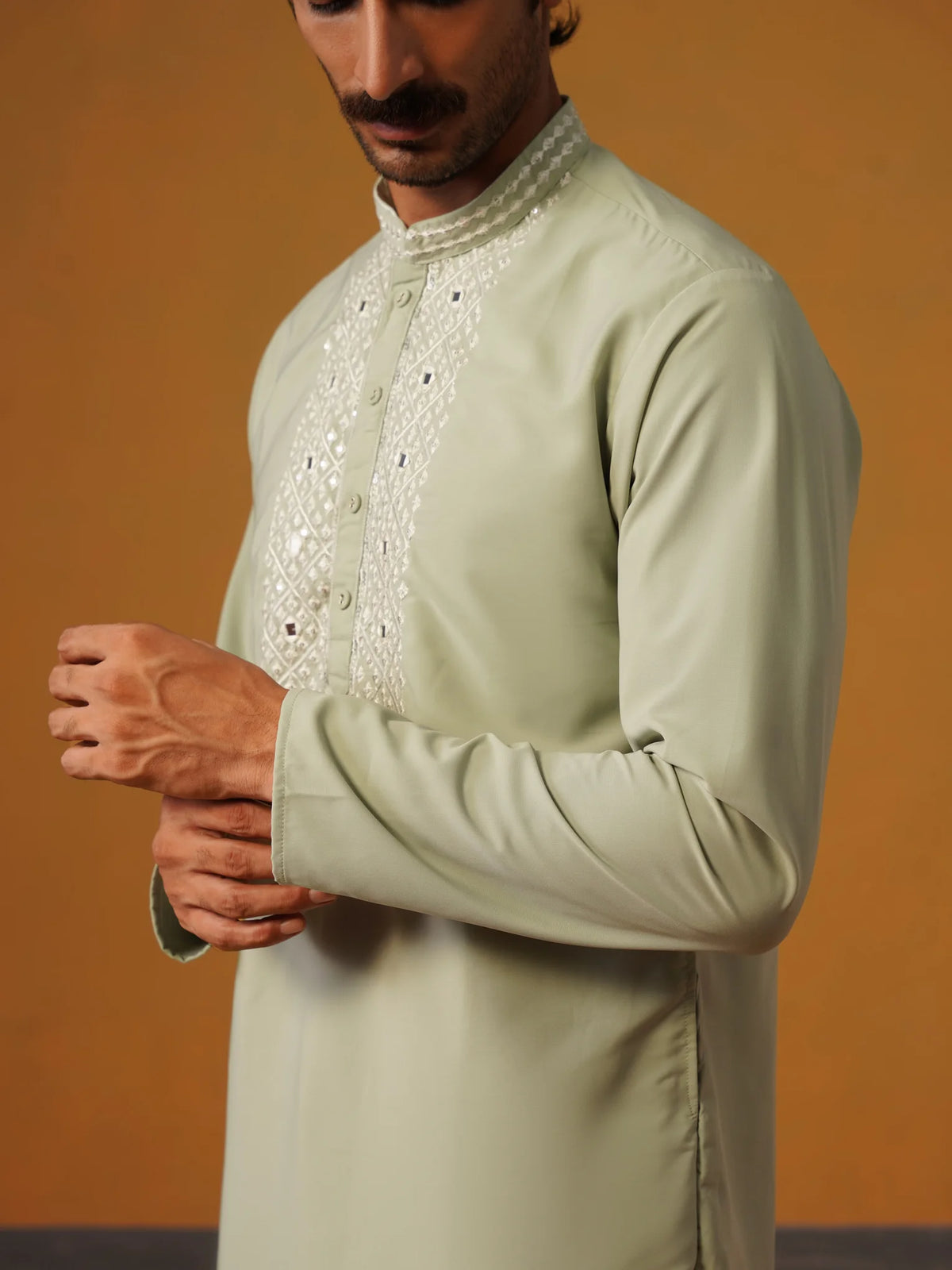 Pista Japanese Kurta with Embroidery and Baggy Pant