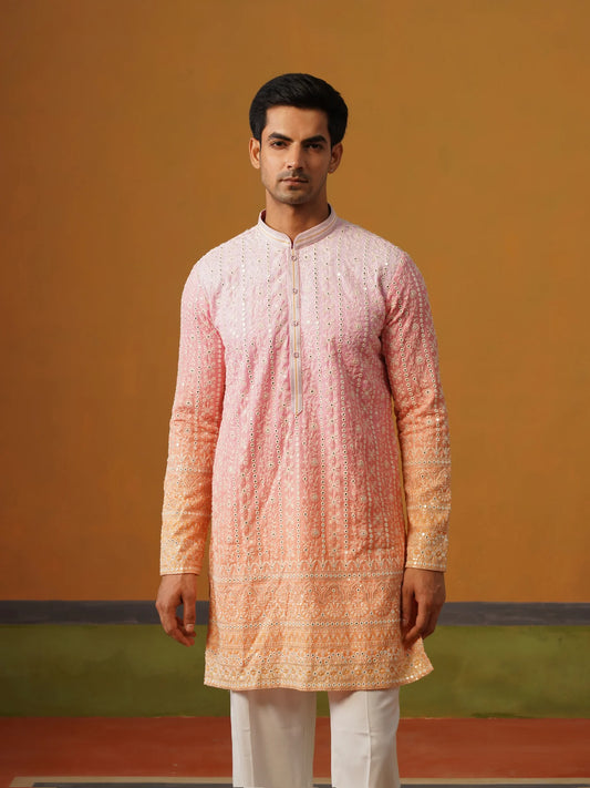 Ombre Lucknowi Kurta with Baggy Pant