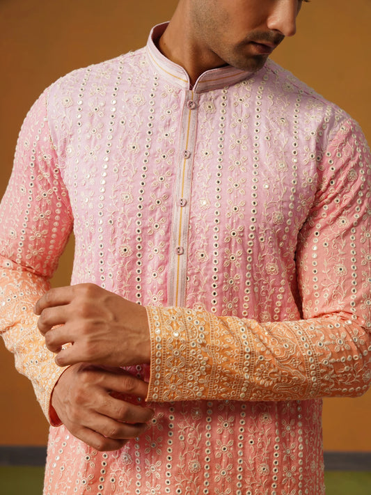 Ombre Lucknowi Kurta with Baggy Pant