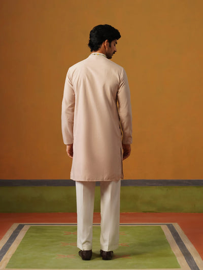 Pink Silk with Multi Embroidery Kurta with Baggy Pant