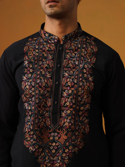 Navy Blue Japanese Kurta with Baggy Pant