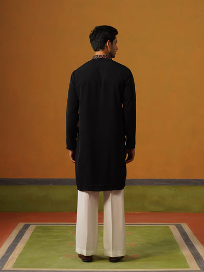 Navy Blue Japanese Kurta with Baggy Pant