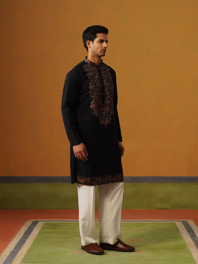 Navy Blue Japanese Kurta with Baggy Pant